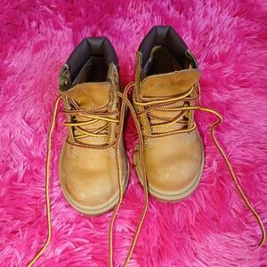 Timberland Kids Brown Boots with Yellow Laces